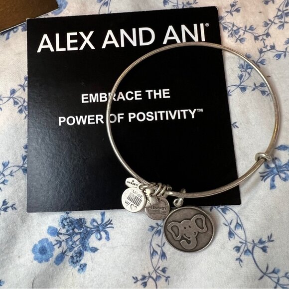 Alex and Ani |  Silver Elephant Bangle - Picture 1 of 5